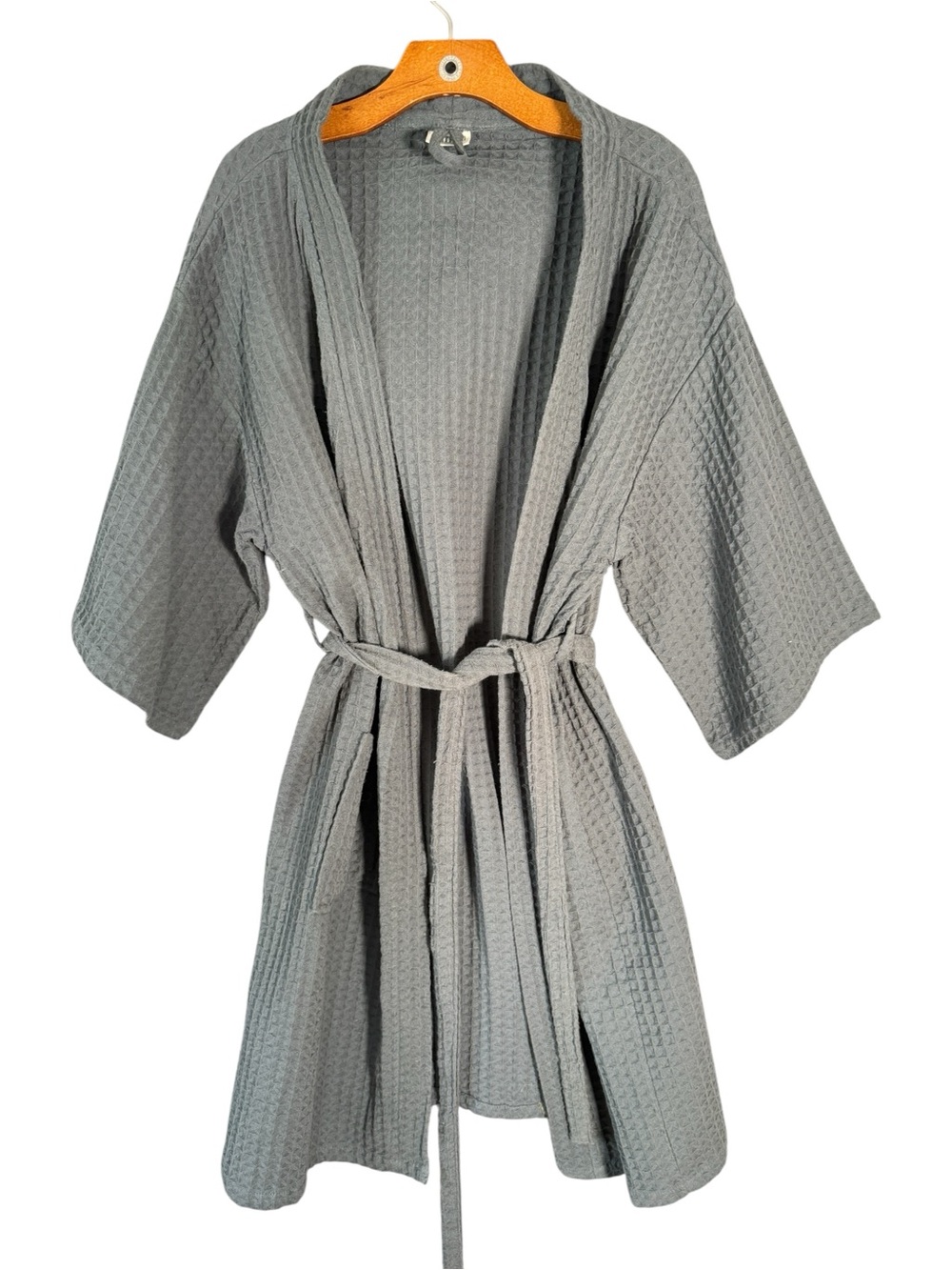 Bathen 100% Cotton Waffle Bathrobe Grey OS